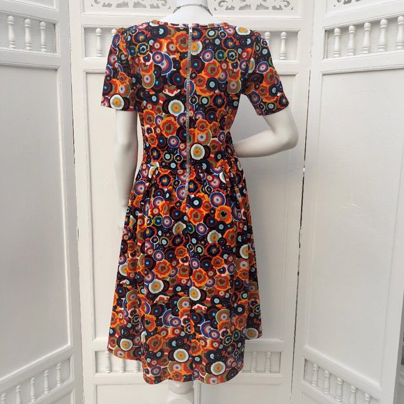 Vintage LuLaRoe Unicorn Amelia Pleated Party A-Line Dress Medallion Print Sz L - Picture 7 of 8